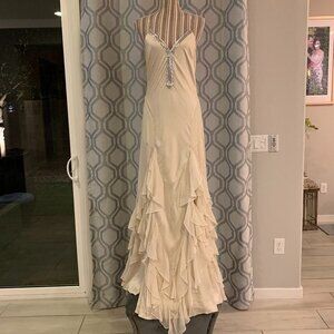 Haute Hippie Ivory Maxi Dress with Ruffle Detail